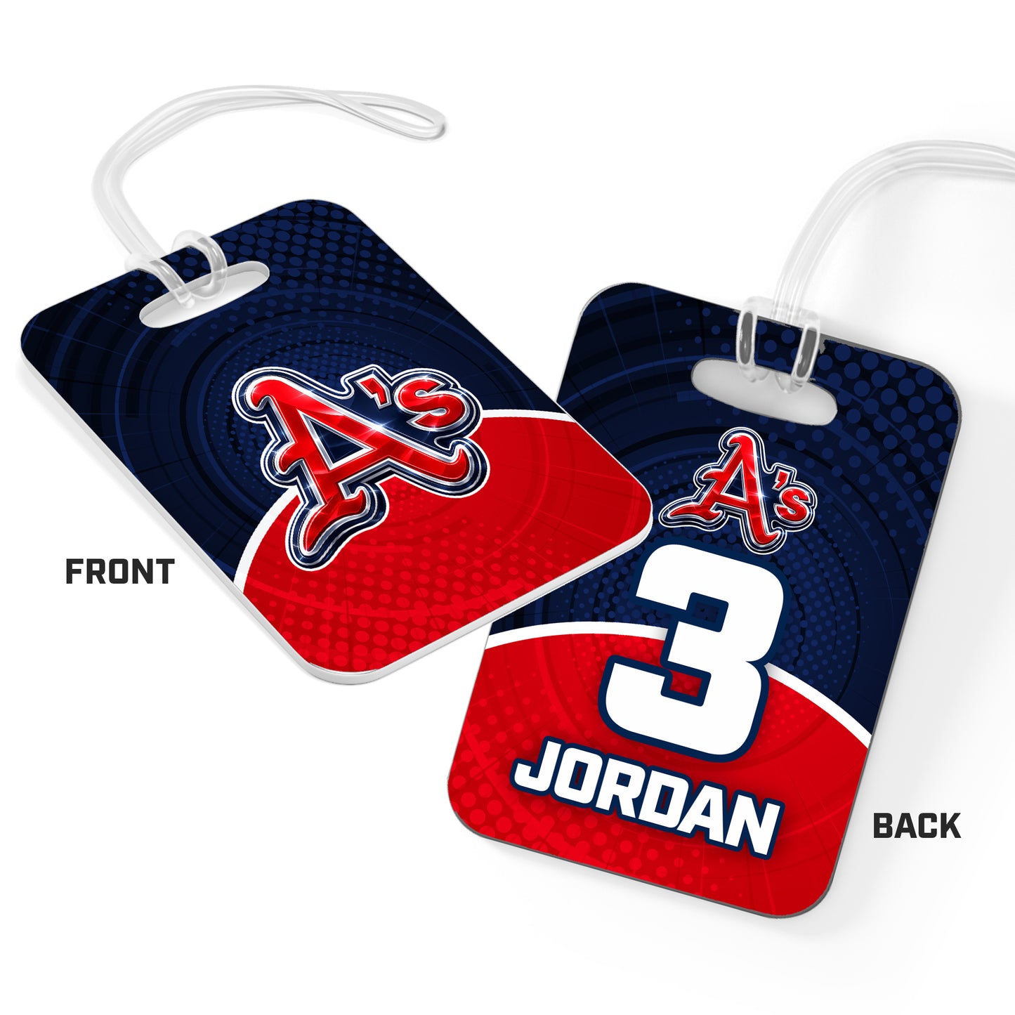 CUSTOM - Hard Acrylic Bag Tag - Little Rock A's Baseball