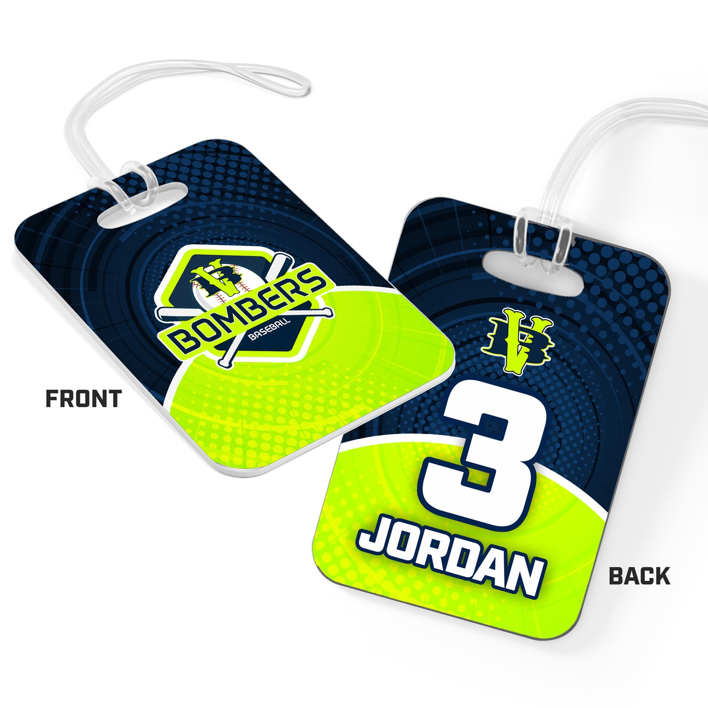 CUSTOM - Hard Acrylic Bag Tag - VB Bombers Baseball