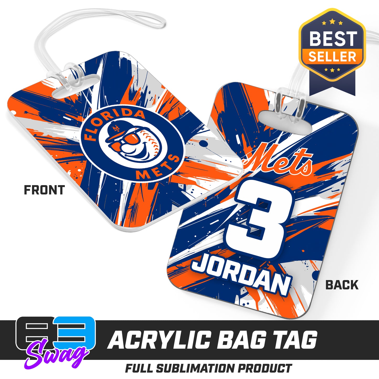 Hard Acrylic Bag Tag - Florida Mets Baseball