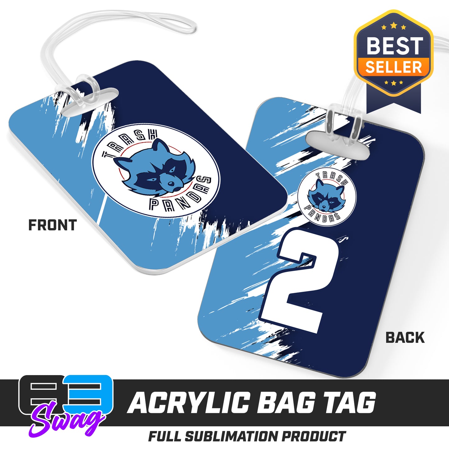 Hard Acrylic Bag Tag - Trash Pandas Softball