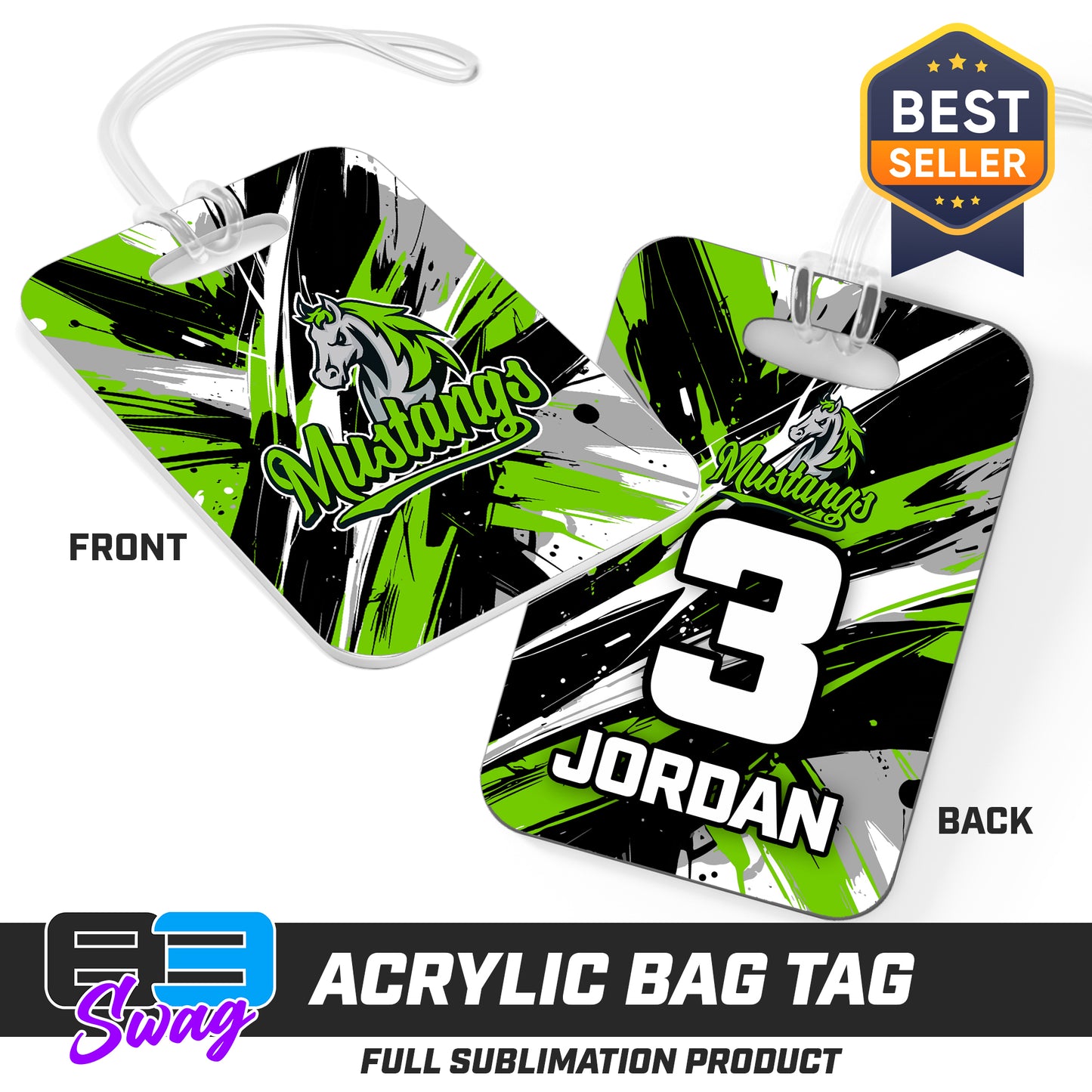 Hard Acrylic Bag Tag - Mustangs
