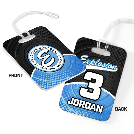 CUSTOM - Hard Acrylic Bag Tag - Explosion Softball