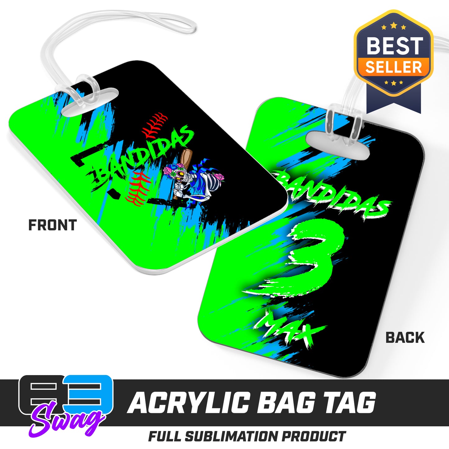 Hard Acrylic Bag Tag - Baker Bandidas Softball