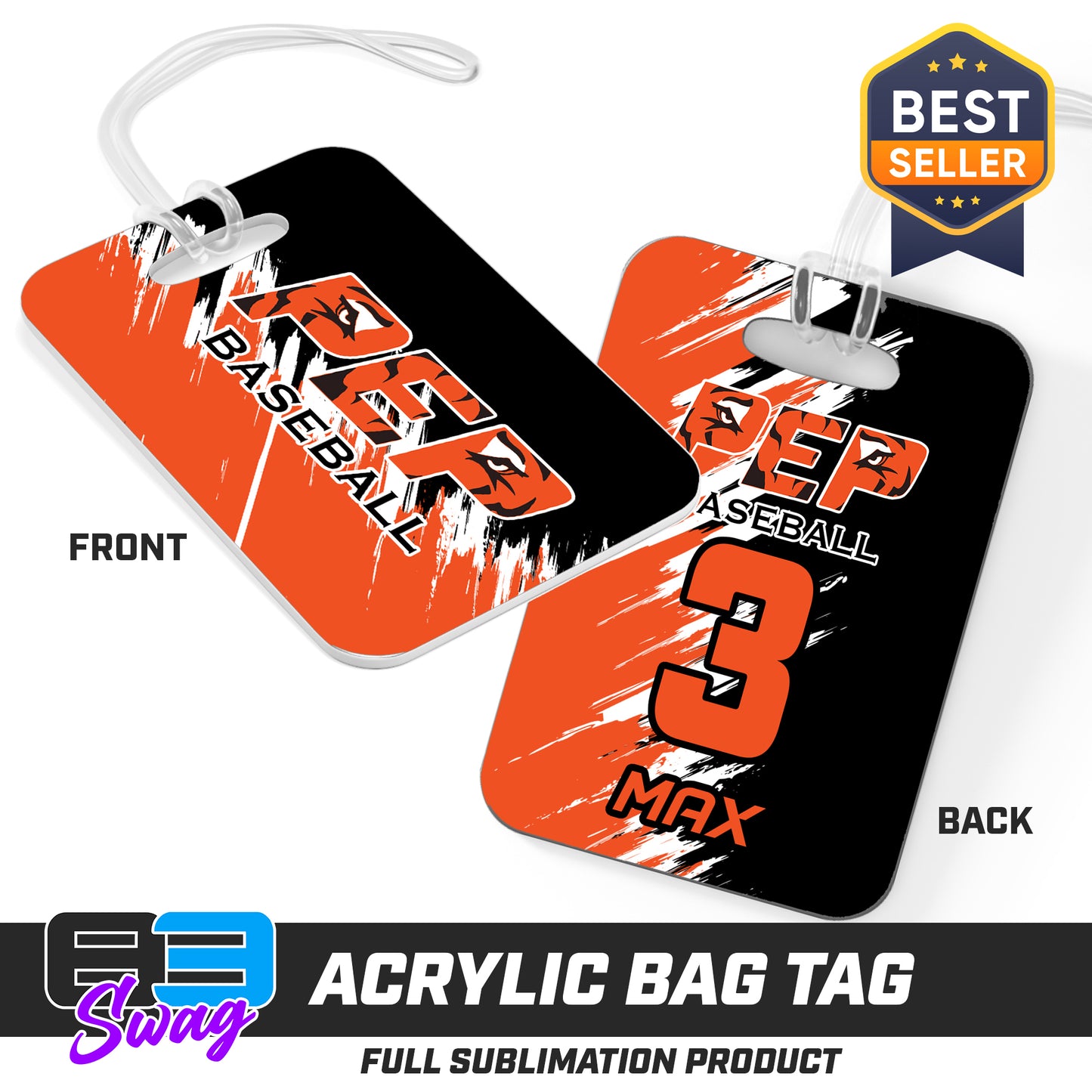 Hard Acrylic Bag Tag - PEP Tigers Baseball