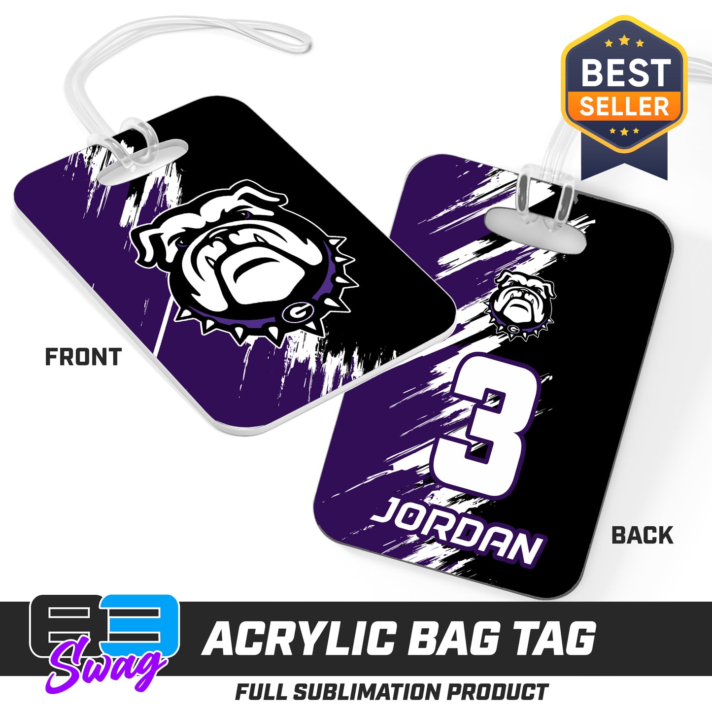 Hard Acrylic Bag Tag - Geraldine Bulldogs Football