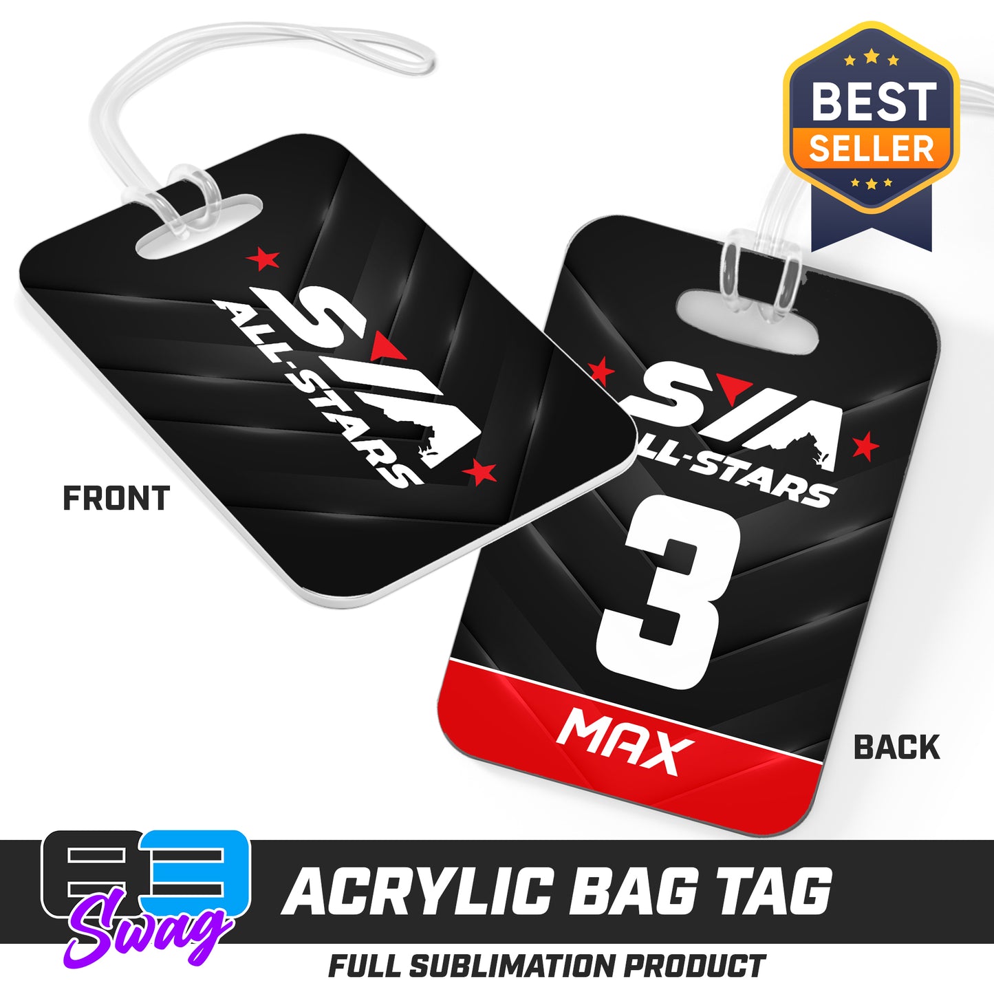 Hard Acrylic Bag Tag - SYA All Stars Baseball