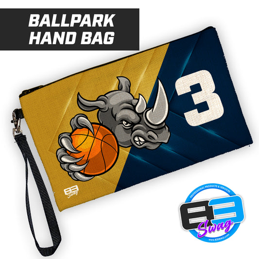 Rhino Basketball - 9"x5" Zipper Bag with Wrist Strap