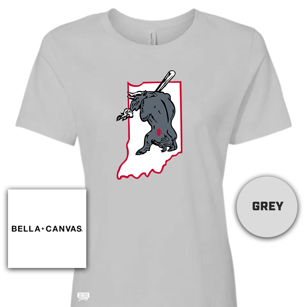 Bella + Canvas B6400 Women's Relaxed Jersey Short-Sleeve T-Shirt - Indiana Bulls Baseball