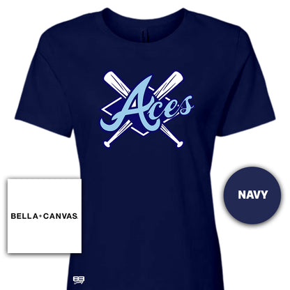 Bella + Canvas B6400 Women's Relaxed Jersey Short-Sleeve T-Shirt - Aces Baseball