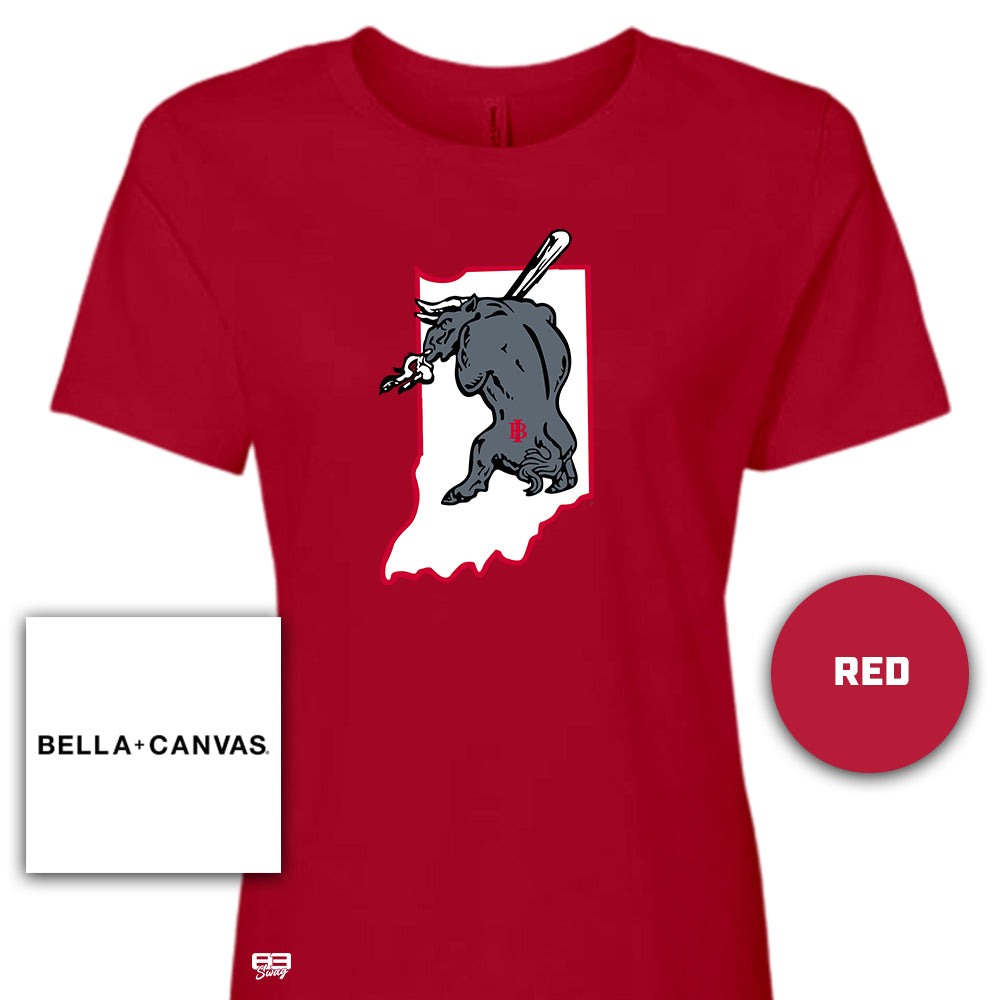 Bella + Canvas B6400 Women's Relaxed Jersey Short-Sleeve T-Shirt - Indiana Bulls Baseball