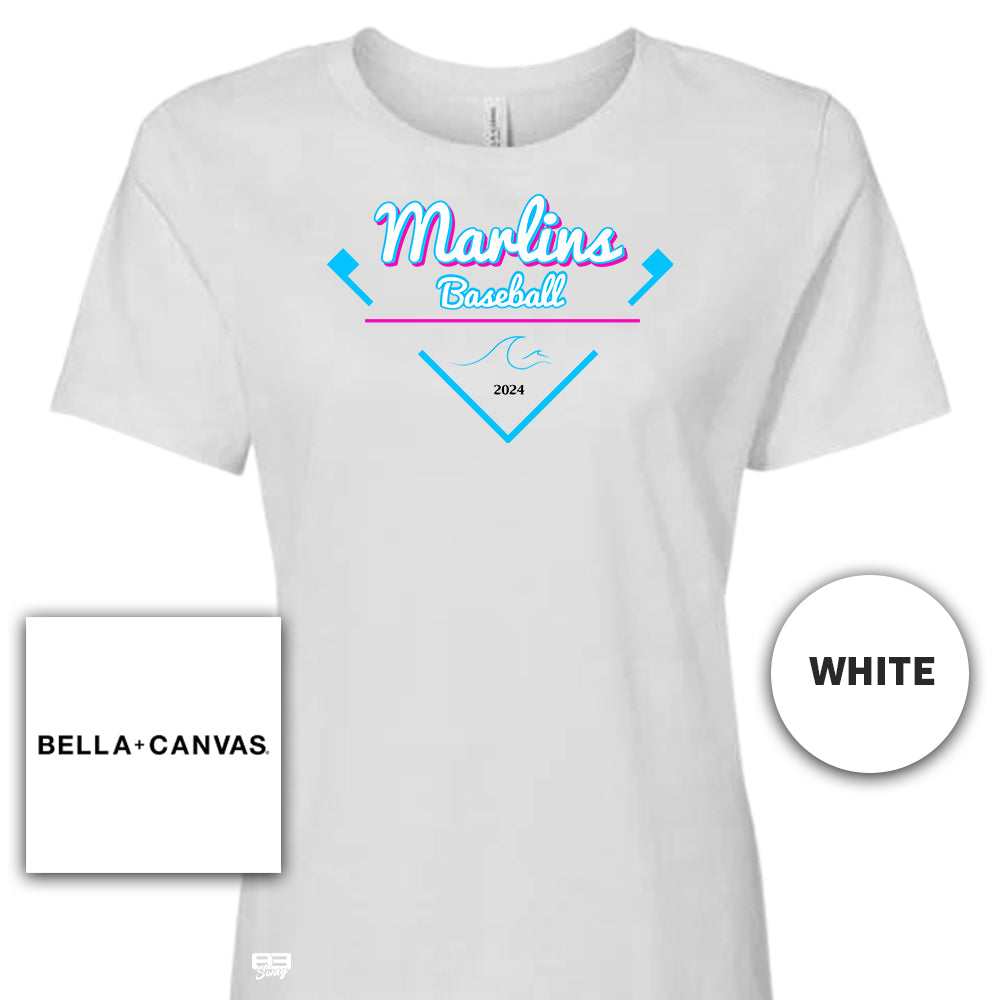 Bella + Canvas B6400 Women's Relaxed Jersey Short-Sleeve T-Shirt - Marlins Scout Baseball Team