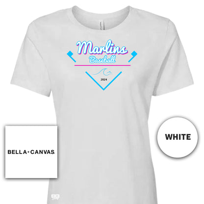 Bella + Canvas B6400 Women's Relaxed Jersey Short-Sleeve T-Shirt - Marlins Scout Baseball Team