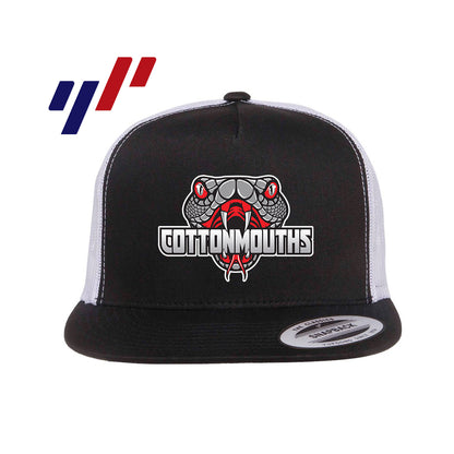 Yupoong 6006 Adult 5-Panel Classic Trucker Hat - DTF PRINTED - Black Creek Cottonmouths