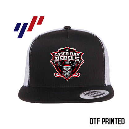 Yupoong 6006 Adult 5-Panel Classic Trucker Hat - DTF PRINTED - Casco Bay Rebels Hockey