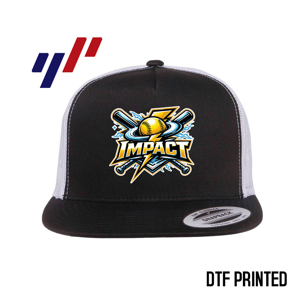Yupoong 6006 Adult 5-Panel Classic Trucker Hat - DTF PRINTED - Impact Softball - Massachusetts