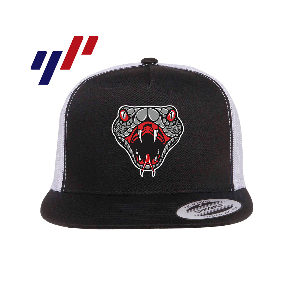 Yupoong 6006 Adult 5-Panel Classic Trucker Hat - DTF PRINTED - Black Creek Cottonmouths