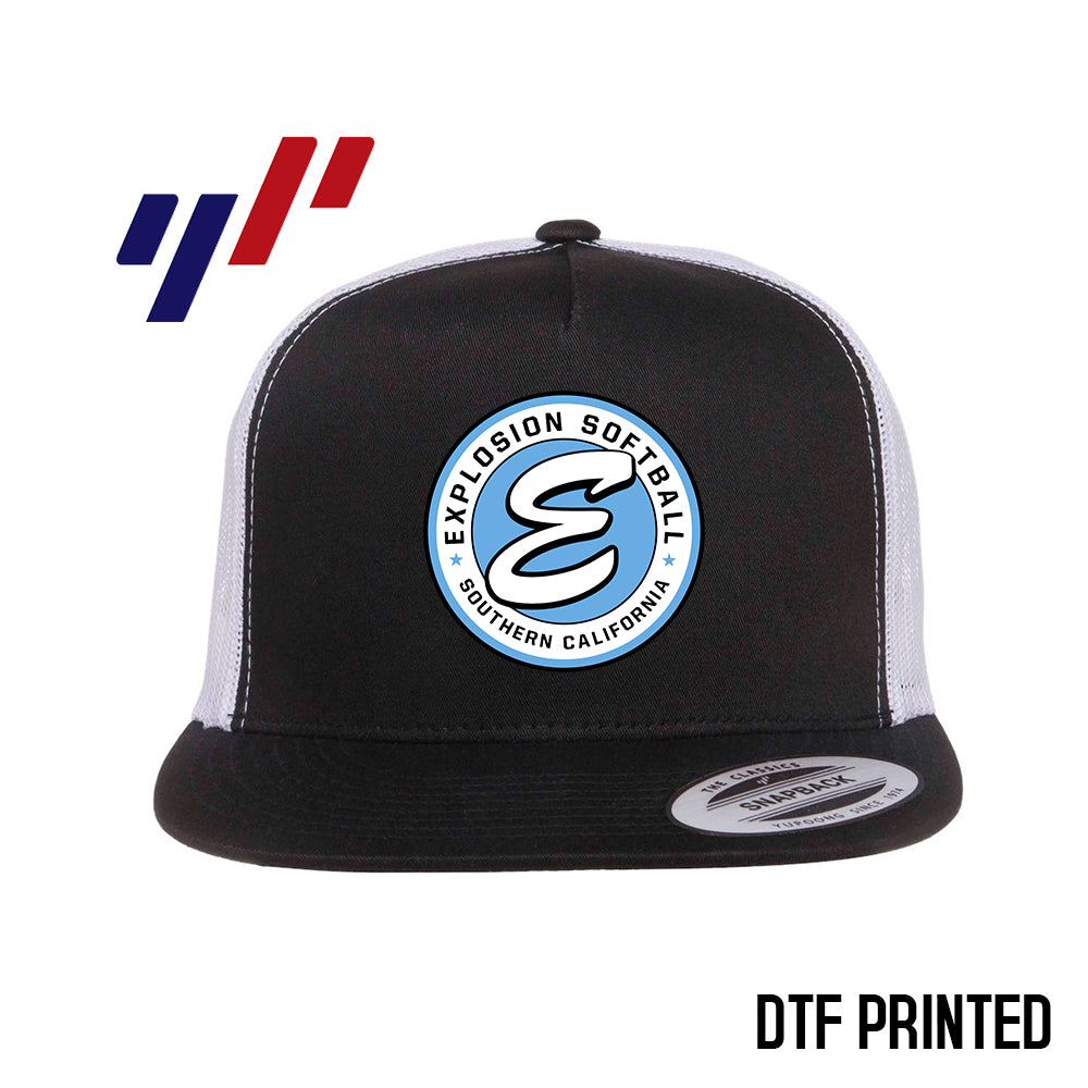 Yupoong 6006 Adult 5-Panel Classic Trucker Hat - DTF PRINTED - Explosion Softball