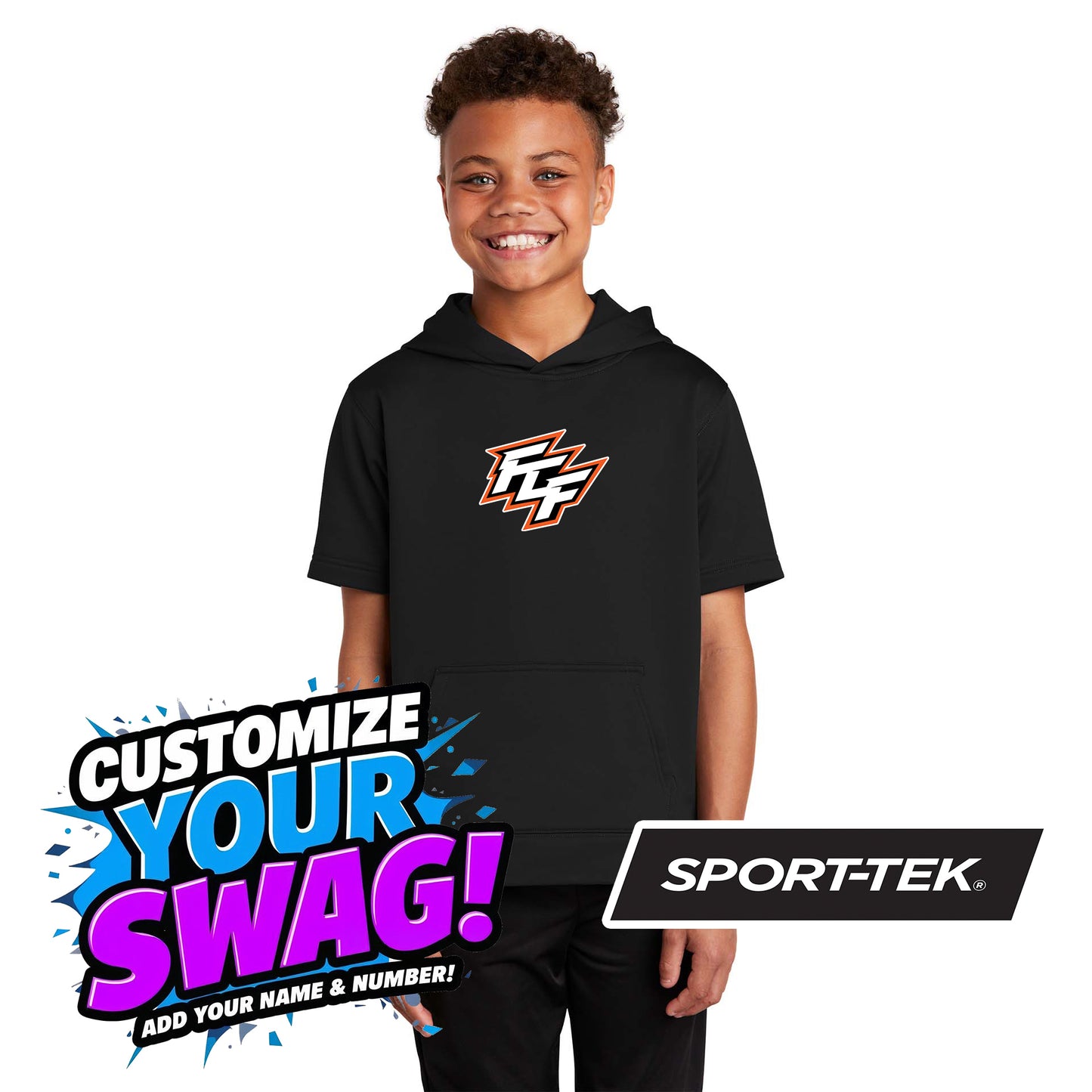 Sport-Tek Youth Sport-Wick Fleece Short Sleeve Hooded Pullover YST251 - FCF Flight Baseball