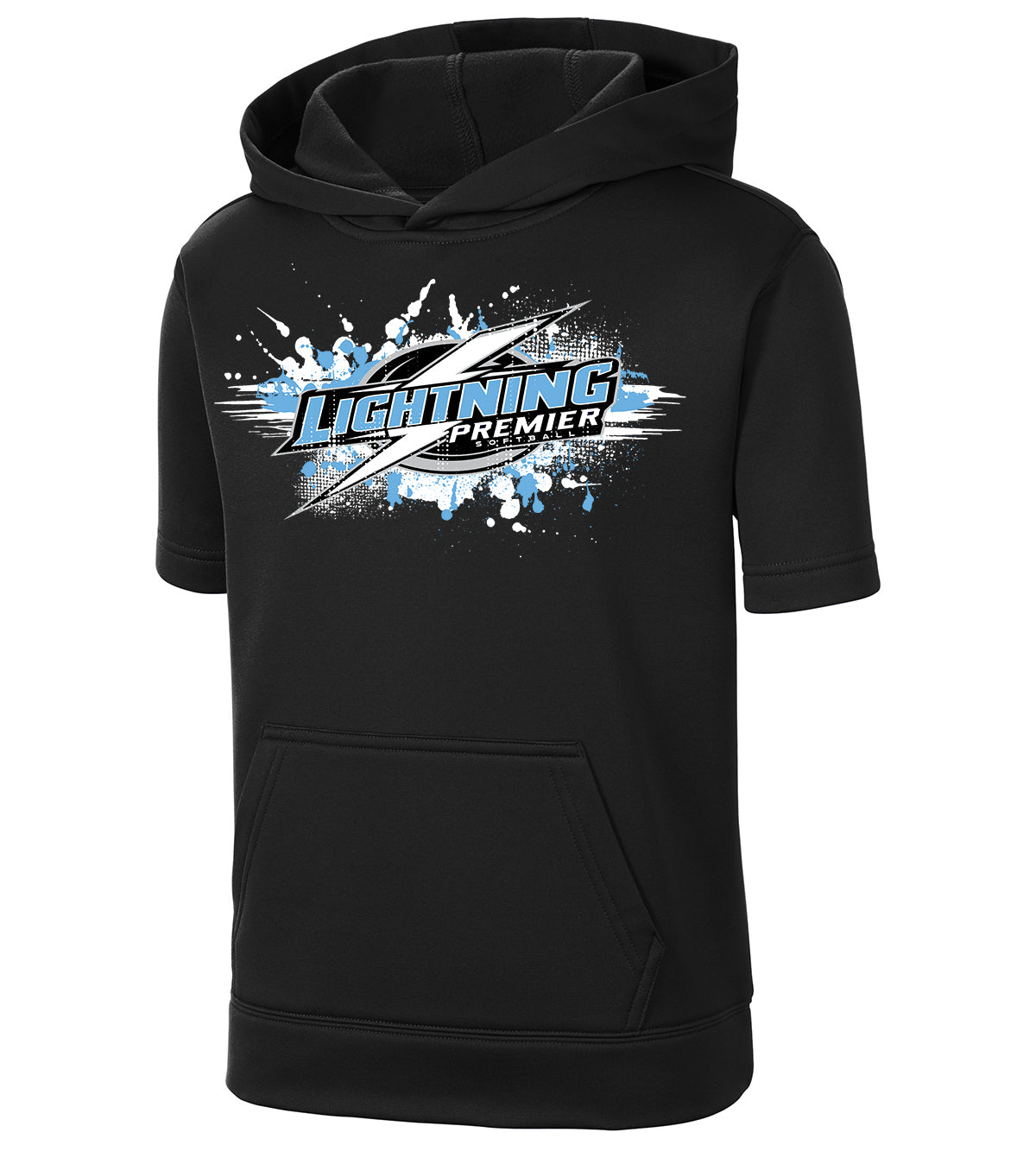 GLITCH - Sport-Tek Youth Sport-Wick Fleece Short Sleeve Hooded Pullover YST251 - Lightning Premier Softball