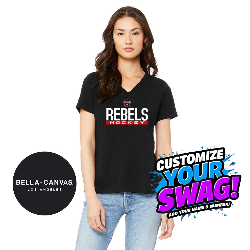 Bella + Canvas 6415 Ladies' Relaxed Triblend V-Neck T-Shirt - Casco Bay Rebels Hockey
