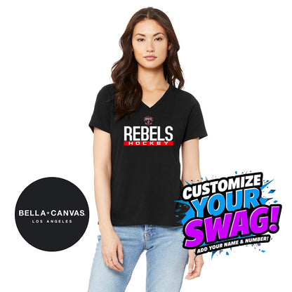 Bella + Canvas 6415 Ladies' Relaxed Triblend V-Neck T-Shirt - Casco Bay Rebels Hockey