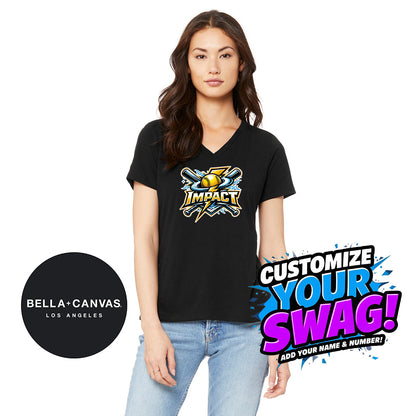 Bella + Canvas 6415 Ladies' Relaxed Triblend V-Neck T-Shirt - Impact Softball - Massachusetts