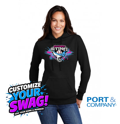 Port & Company Women's Core Fleece Pullover Hooded Sweatshirt LPC78H - Southwest Sting Baseball