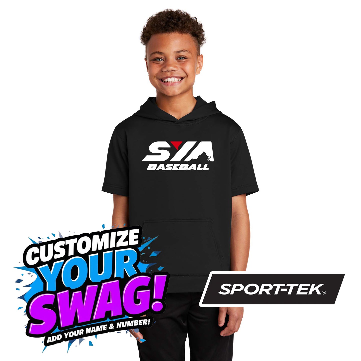 Sport-Tek Youth Sport-Wick Fleece Short Sleeve Hooded Pullover YST251 - SYA Baseball