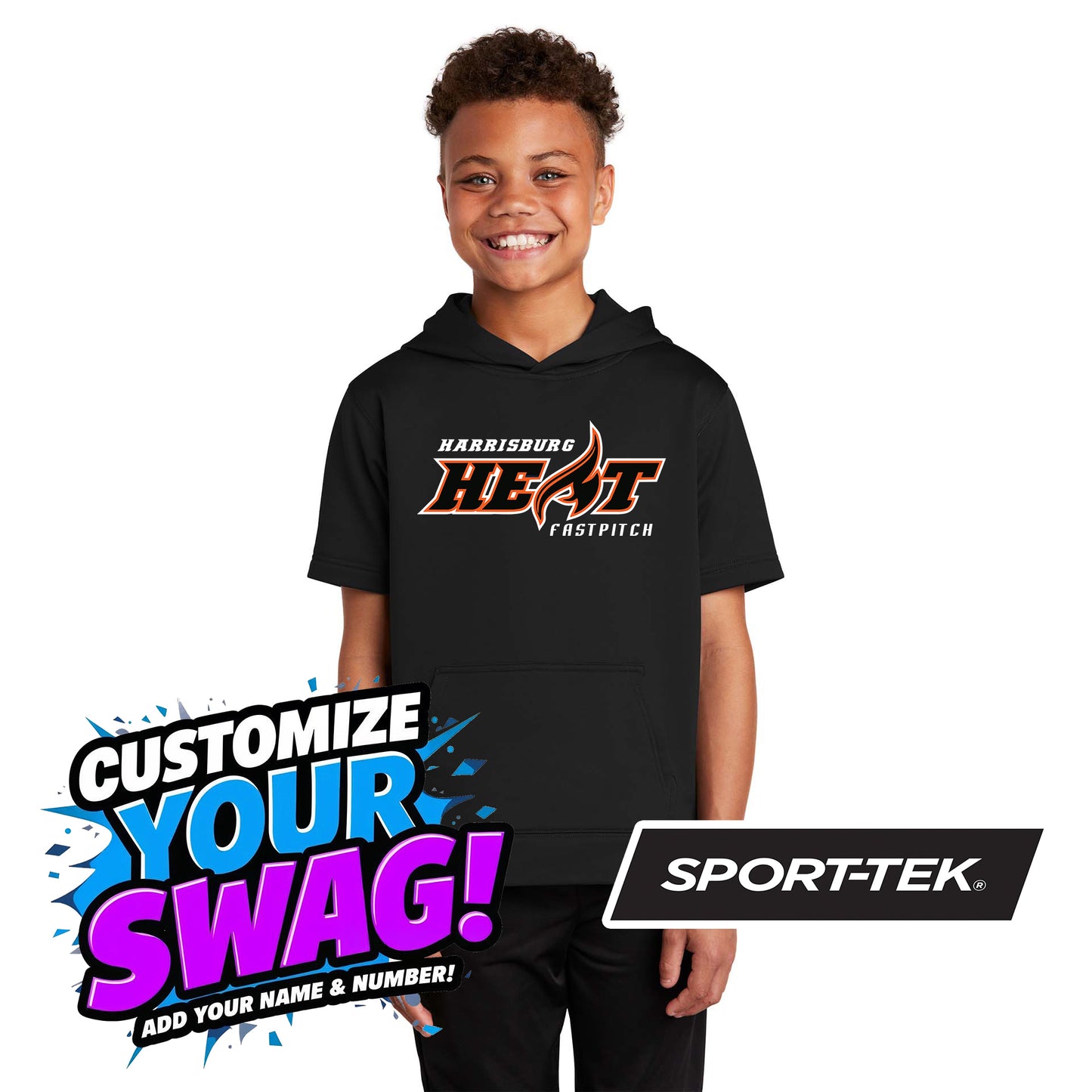 Sport-Tek Youth Sport-Wick Fleece Short Sleeve Hooded Pullover YST251 - Harrisburg Heat Softball