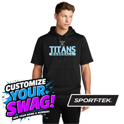 Sport-Tek Sport-Wick Fleece Short Sleeve Hooded Pullover ST251 - St. Johns Titans Baseball