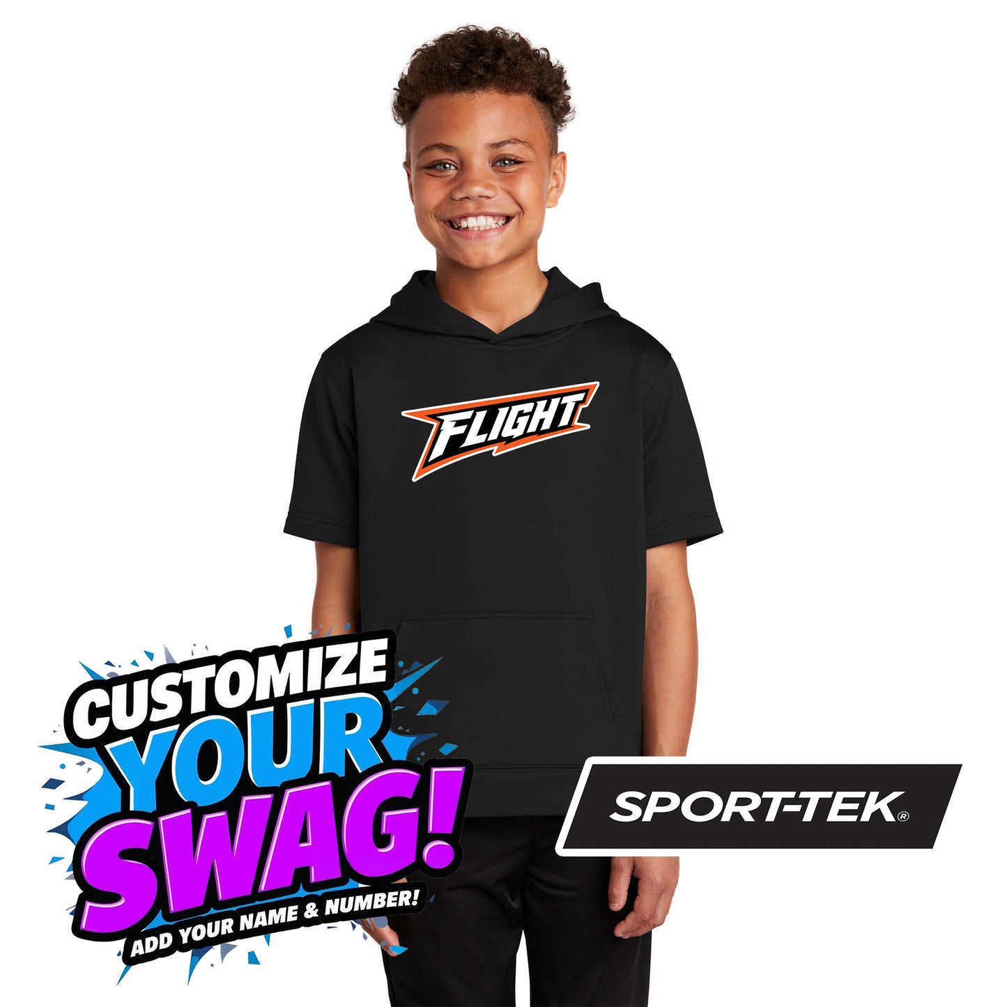Sport-Tek Youth Sport-Wick Fleece Short Sleeve Hooded Pullover YST251 - FCF Flight Baseball
