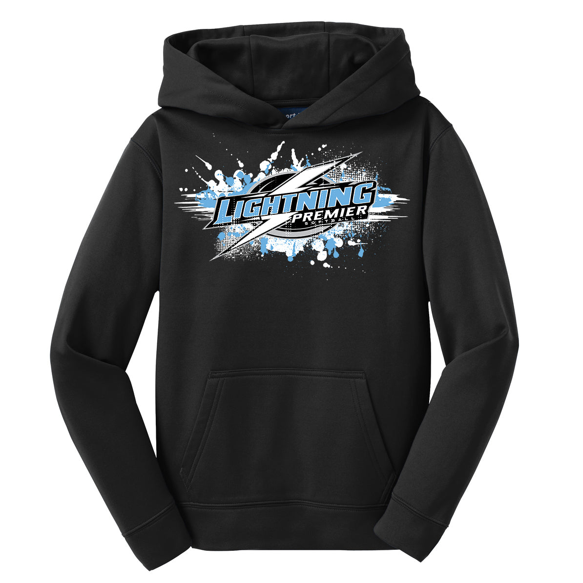 GLITCH - Sport-Tek Youth Sport-Wick Fleece Hooded Pullover YST244 - Lightning Premier Softball