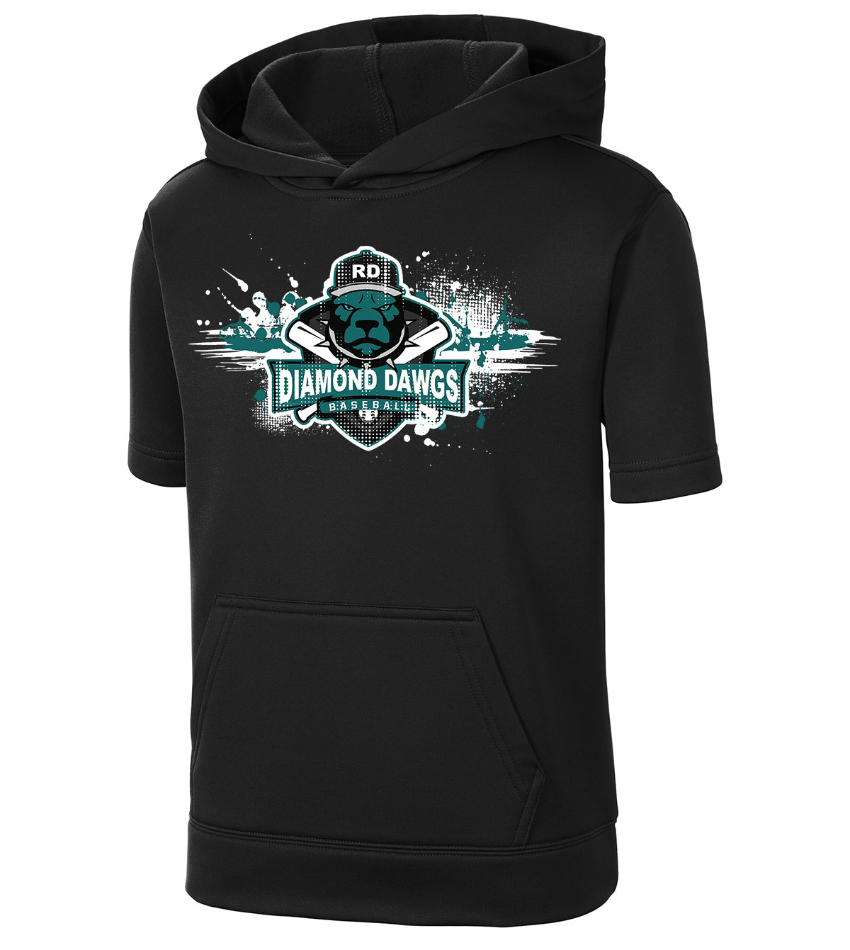 GLITCH - Sport-Tek Youth Sport-Wick Fleece Short Sleeve Hooded Pullover YST251 - Diamond Dawgs Baseball