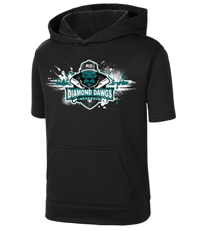 GLITCH - Sport-Tek Youth Sport-Wick Fleece Short Sleeve Hooded Pullover YST251 - Diamond Dawgs Baseball