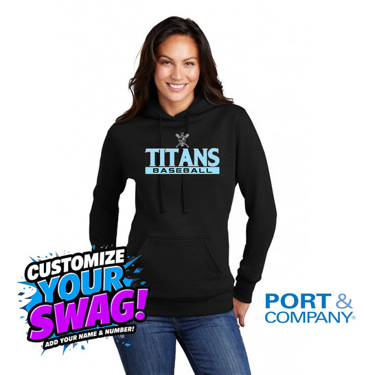 Port & Company Women's Core Fleece Pullover Hooded Sweatshirt LPC78H - St. Johns TItans Baseball
