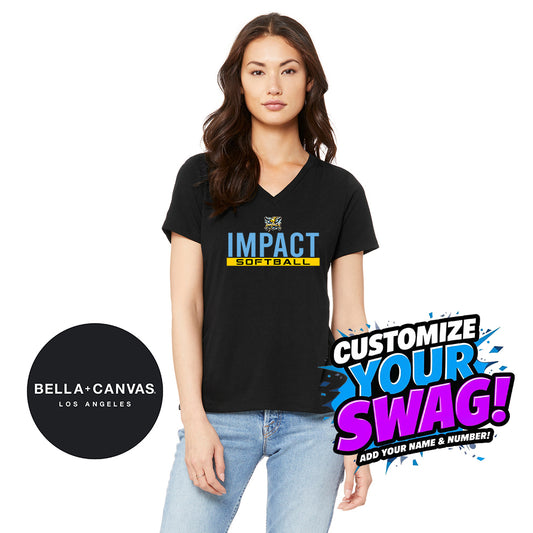 Bella + Canvas 6415 Ladies' Relaxed Triblend V-Neck T-Shirt - Impact Softball - Massachusetts