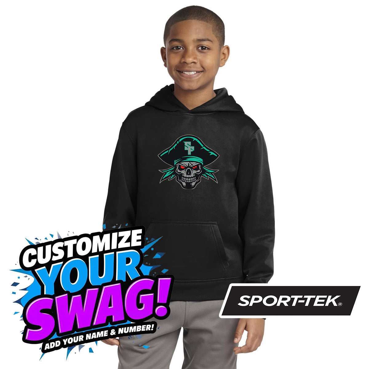 Sport-Tek Youth Sport-Wick Fleece Hooded Pullover YST244 - South Florida Pirates