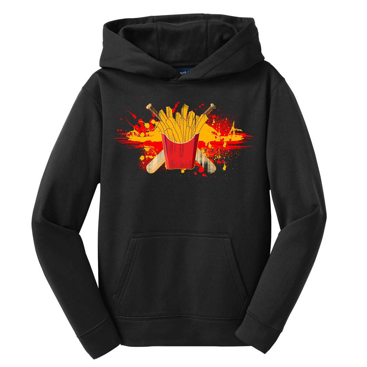 GLITCH - Sport-Tek Youth Sport-Wick Fleece Hooded Pullover YST244 - Team Rally Fries Baseball