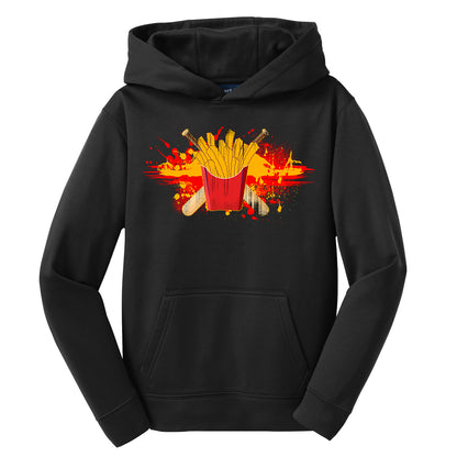 GLITCH - Sport-Tek Youth Sport-Wick Fleece Hooded Pullover YST244 - Team Rally Fries Baseball