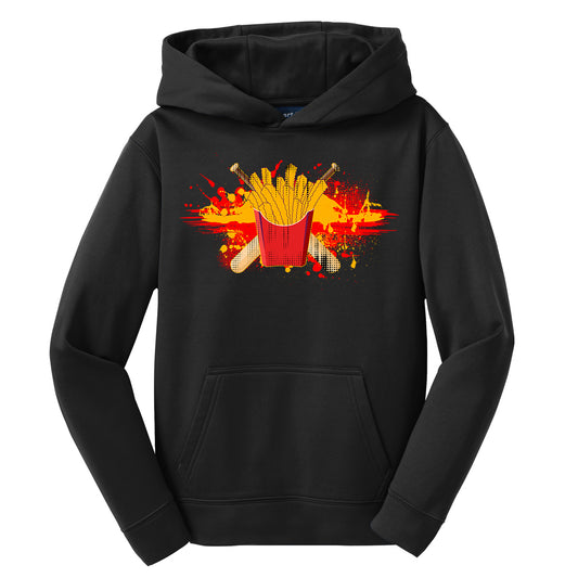 GLITCH - Sport-Tek Youth Sport-Wick Fleece Hooded Pullover YST244 - Team Rally Fries Baseball