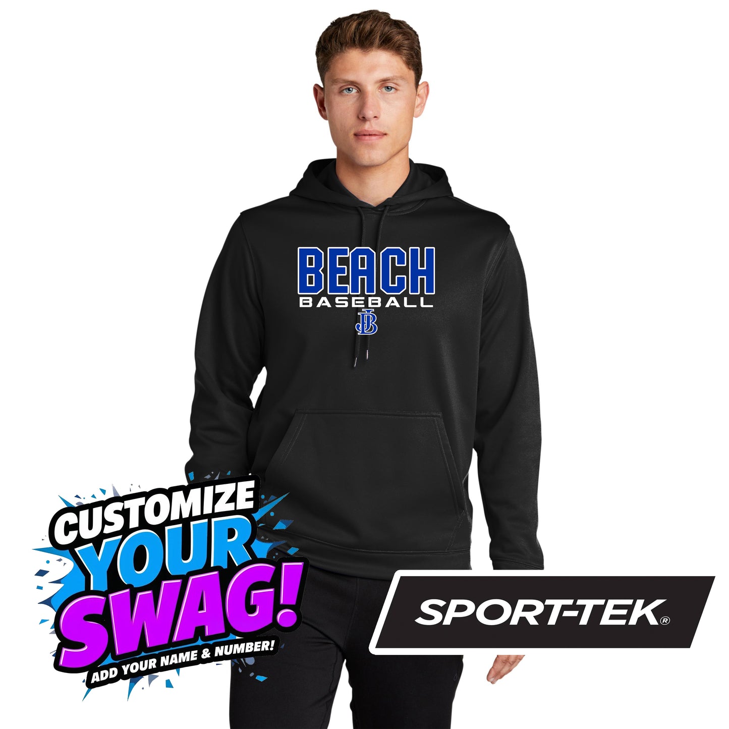 Sport-Tek Sport-Wick Fleece Hooded Pullover - Jax Beach Baseball
