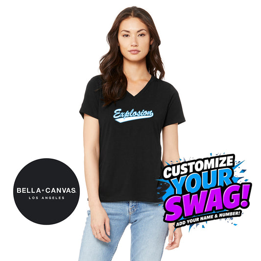 Bella + Canvas 6415 Ladies' Relaxed Triblend V-Neck T-Shirt - Explosion Softball