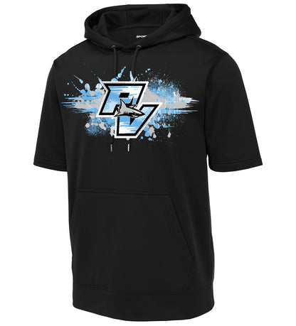 GLITCH - Sport-Tek Sport-Wick Fleece Short Sleeve Hooded Pullover ST251 - PVAA Sharks Baseball