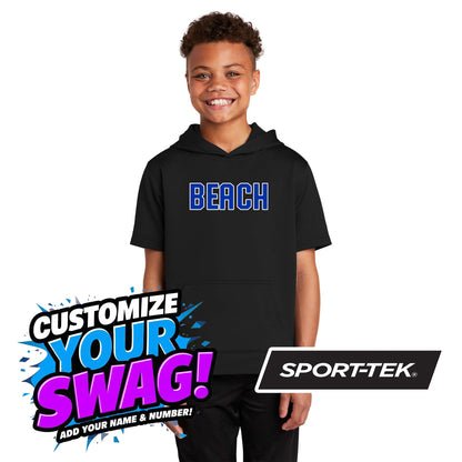 Sport-Tek Youth Sport-Wick Fleece Short Sleeve Hooded Pullover - Jax Beach Baseball
