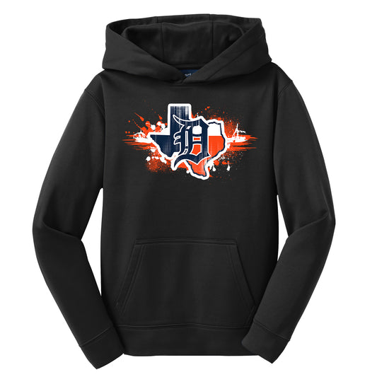 GLITCH - Sport-Tek Youth Sport-Wick Fleece Hooded Pullover YST244 - Dallas Tigers Baseball