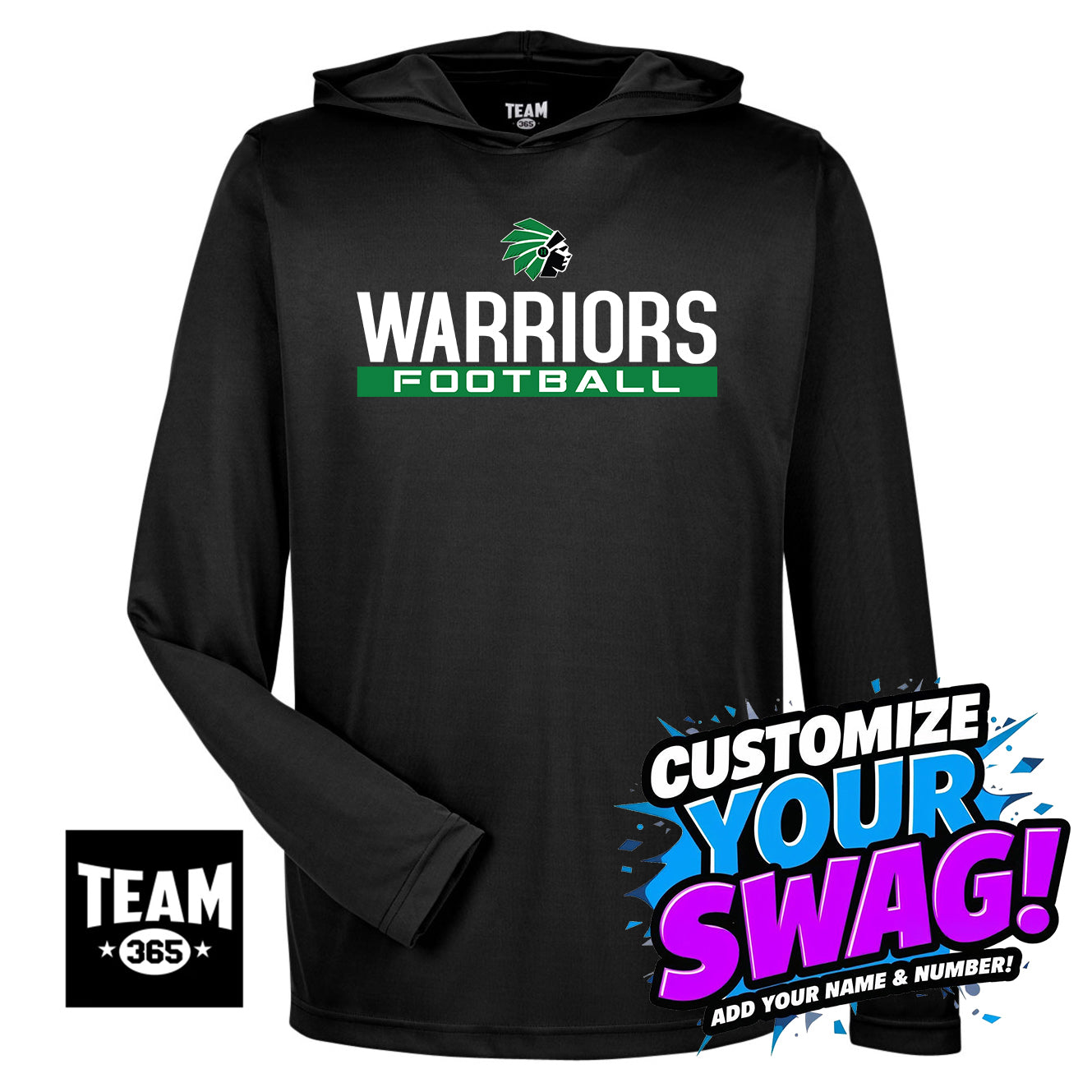 Team 365 Youth & Men's Zone Performance Hoodie - Hopatcong Warriors Football