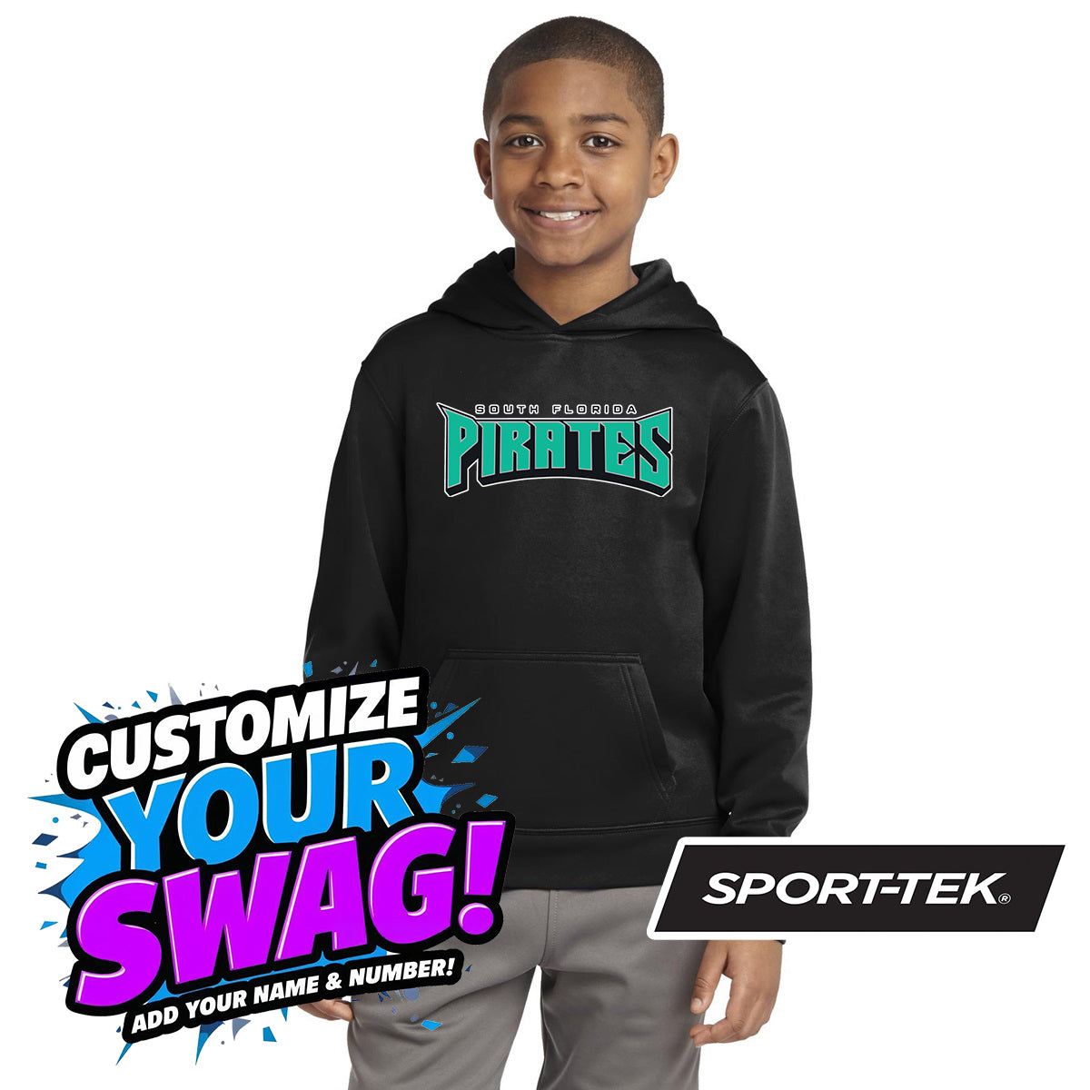 Sport-Tek Youth Sport-Wick Fleece Hooded Pullover YST244 - South Florida Pirates