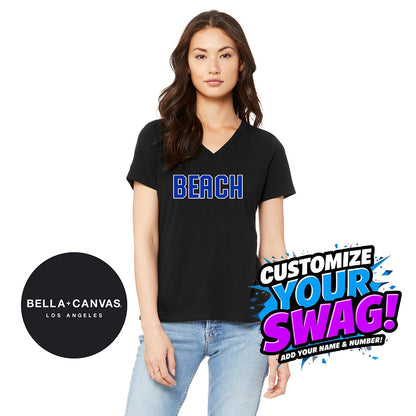 Bella + Canvas 6415 Ladies' Relaxed Triblend V-Neck T-Shirt - Jax Beach Baseball