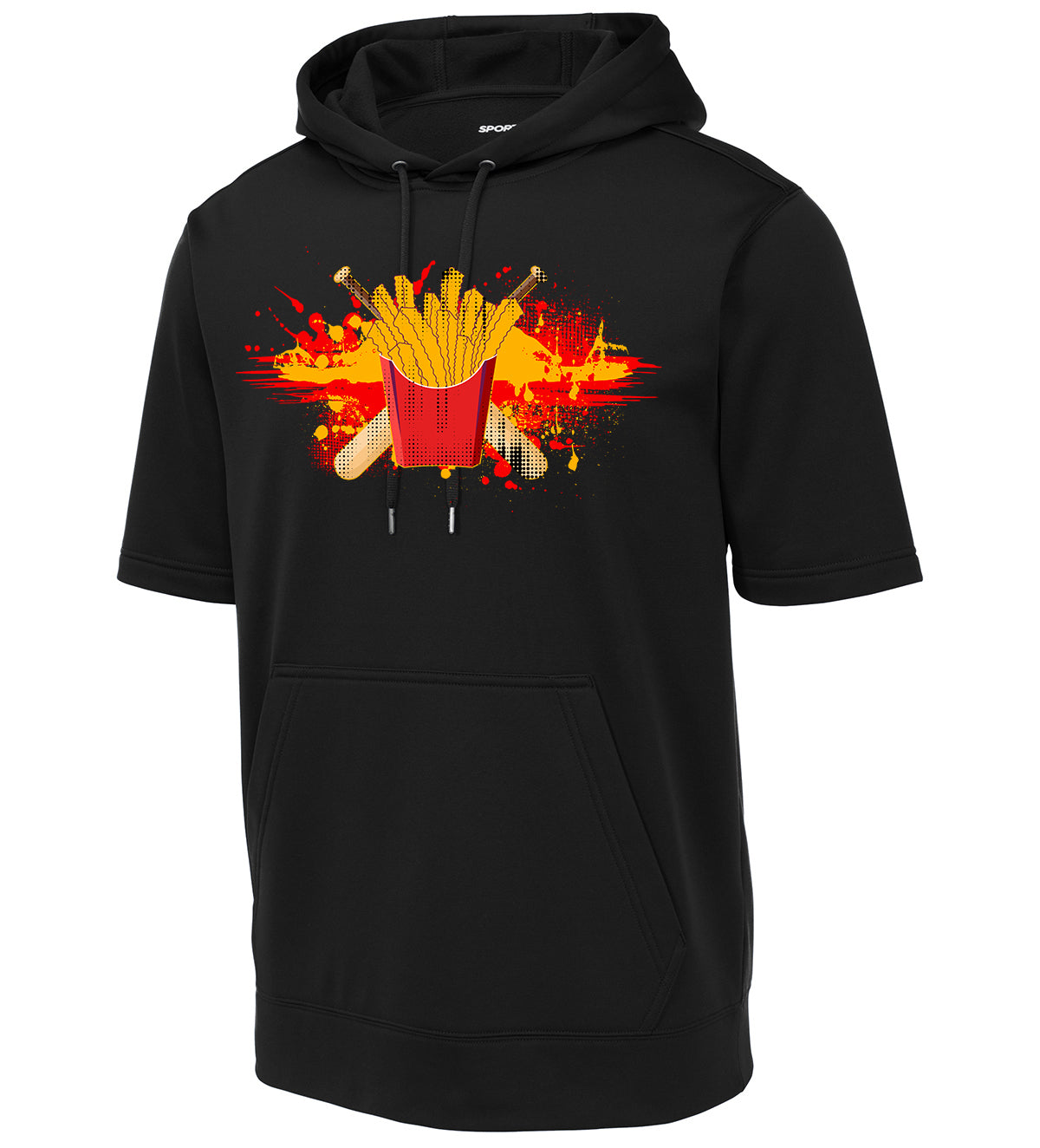 GLITCH - Sport-Tek Sport-Wick Fleece Short Sleeve Hooded Pullover ST251 - Team Rally Fries Baseball