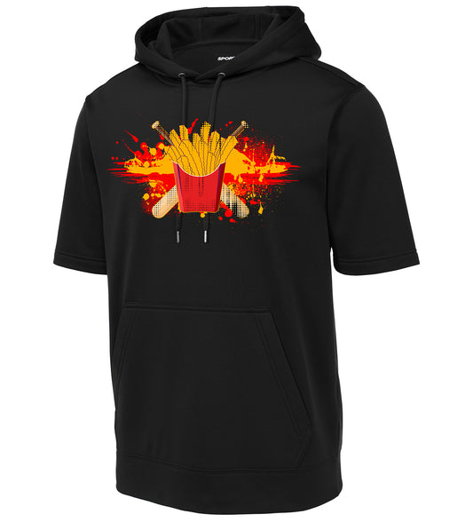 GLITCH - Sport-Tek Sport-Wick Fleece Short Sleeve Hooded Pullover ST251 - Team Rally Fries Baseball